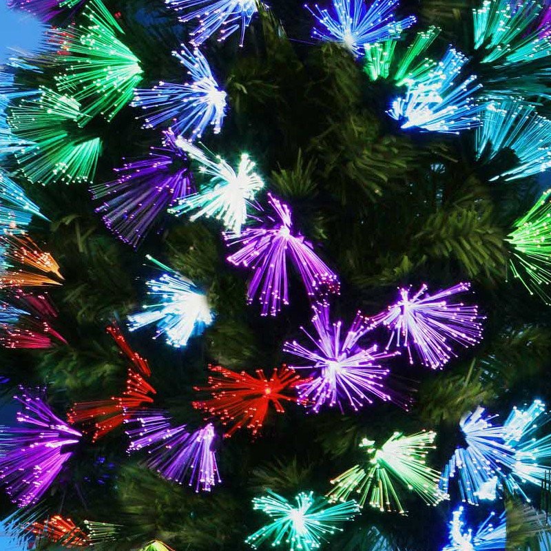 Sapin de Noël artificiel décoré | Fibre optique + LED | Pas cher