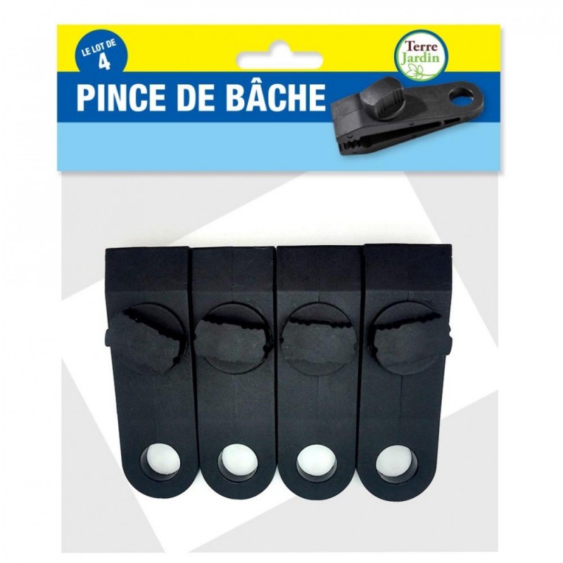 Lot De 4 Clips Pince Plastique Noir Pour Baches Et Toiles à Prix