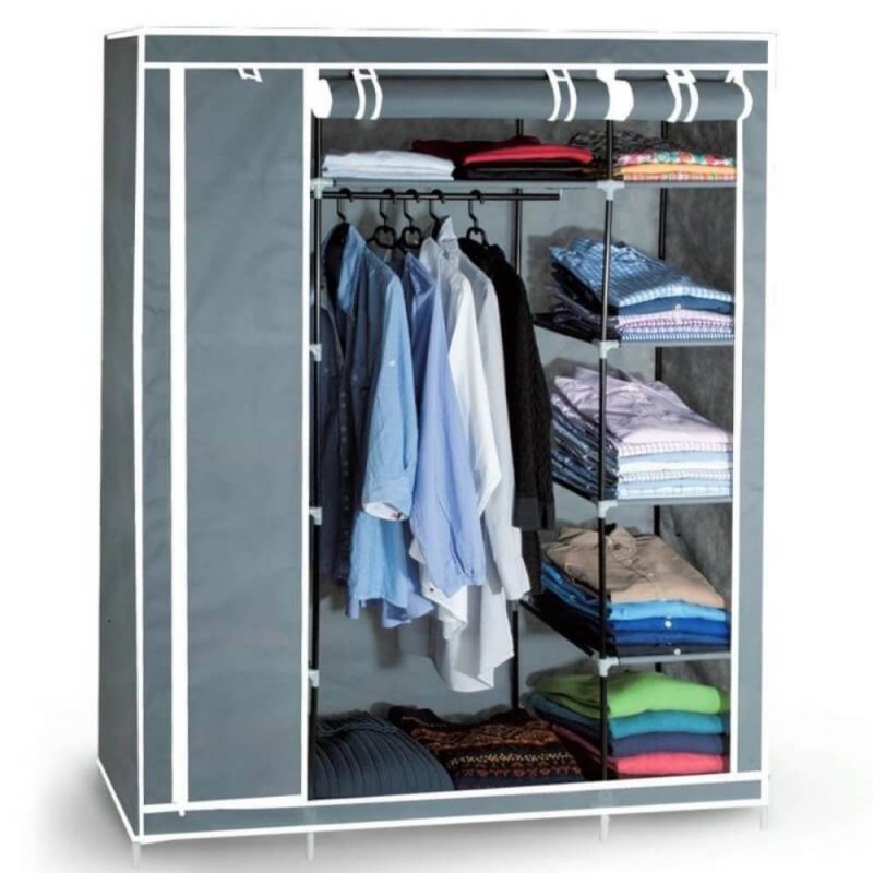 Dressing et penderie Giantex armoire gris 75 x 50 x 170cm en tissu  rangement pour vêtements