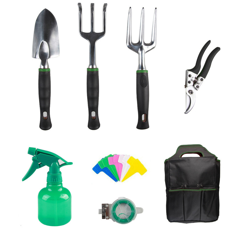 Ensemble d'outils de jardin de 8, kit complet d'outils de jardinage,  cadeaux de jardinage, livré avec un sac fourre-tout de rangement