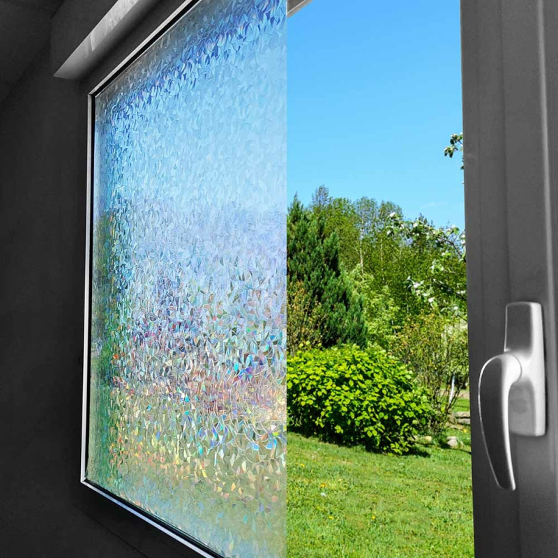 Film Fenêtre Anti-UV 90*300cm 3D Electrostatique Film Vitrage Non Adhesif  Confidentialité Vitre Decoratif pour Maison Bureau Rayures