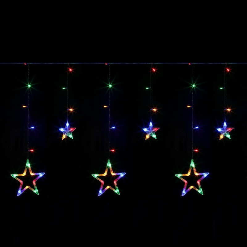 Guirlande Lumineuse Etoiles, Rideau Lumineux Led, 12 Étoiles 138 Leds  Éclairage Intérieur Extérieur Rideau Lumière Décorative, 8 Modes avec