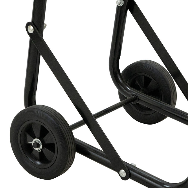 Chariot porte buche en acier epoxy noir avec roulettes design